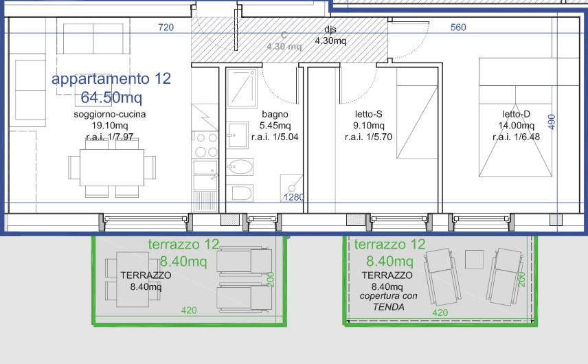 Planimetria — 64.5 mq